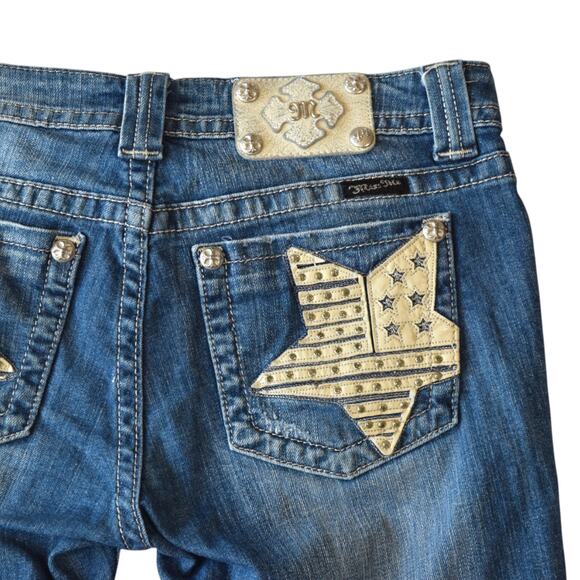 Miss Me Jeans Size 30 White Star Pocket Low Rise Bootcut Denim - Picture 7 of 9